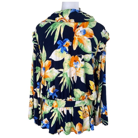 Lauren Ralph Lauren Tropical Floral Jersey Knit Belted Top Plus‎ Size XXL - Picture 3 of 14
